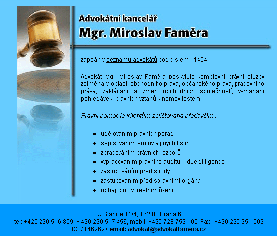 Advokátní kancelář Mgr. Miroslav Faměra